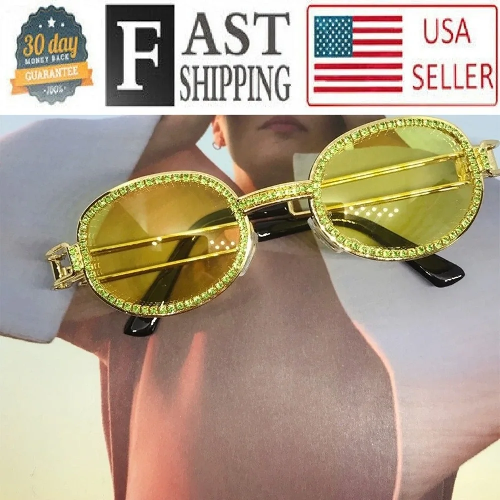 Sunglasses Round Frame Metal Arm Gold Metal Fashion Shades Festival Bling Gafas‎